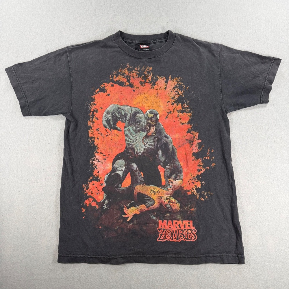 Vintage Marvel Zombies T-Shirt Mens Small Black Mad Engine Venom Spider-Man